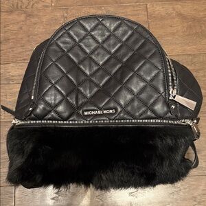 Black Michael Kors Fur Backpack